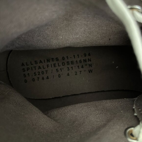 Allsaints Dana Ghost High-Top Sneaker Trainers Canvas, UK 9 US 11 WORN ONCE - Picture 8 of 10